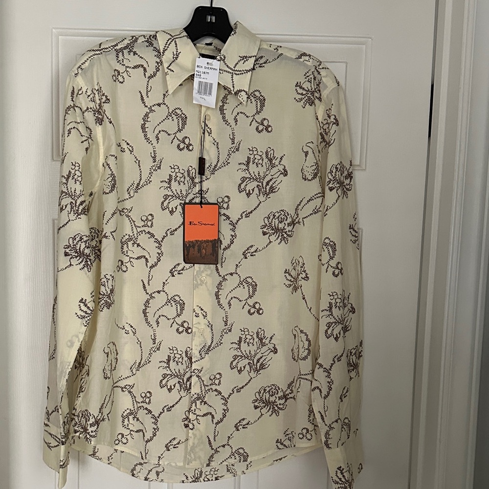 Ben Sherman Cream and Brown Floral Shirt